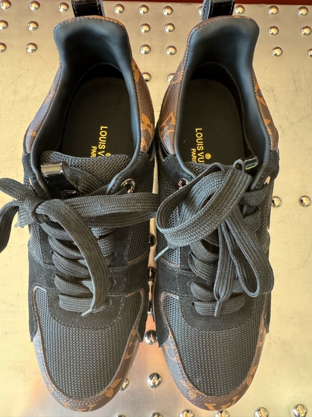 Louis Viutton Ladies Run Away Monogram Mesh & Leather Sneakers size 6.5 NWOT